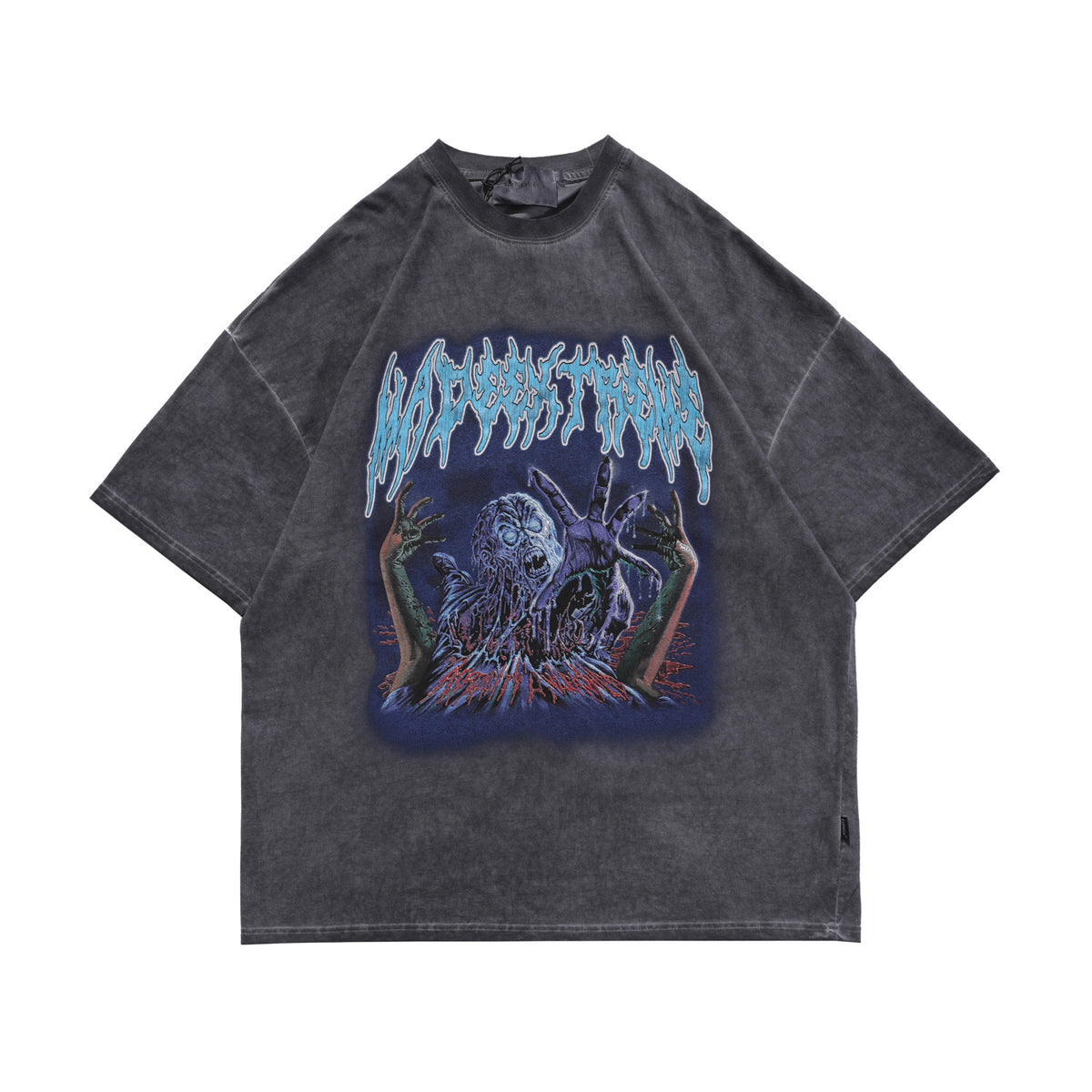 Spring Summer New Products National Tide Men'S Washed Rock Print Loose Short Sleeve T Shirt