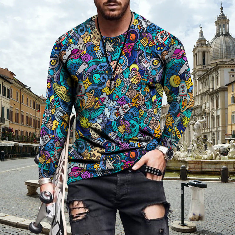 New Product Digital Printing Men's Long Sleeved T Shirt