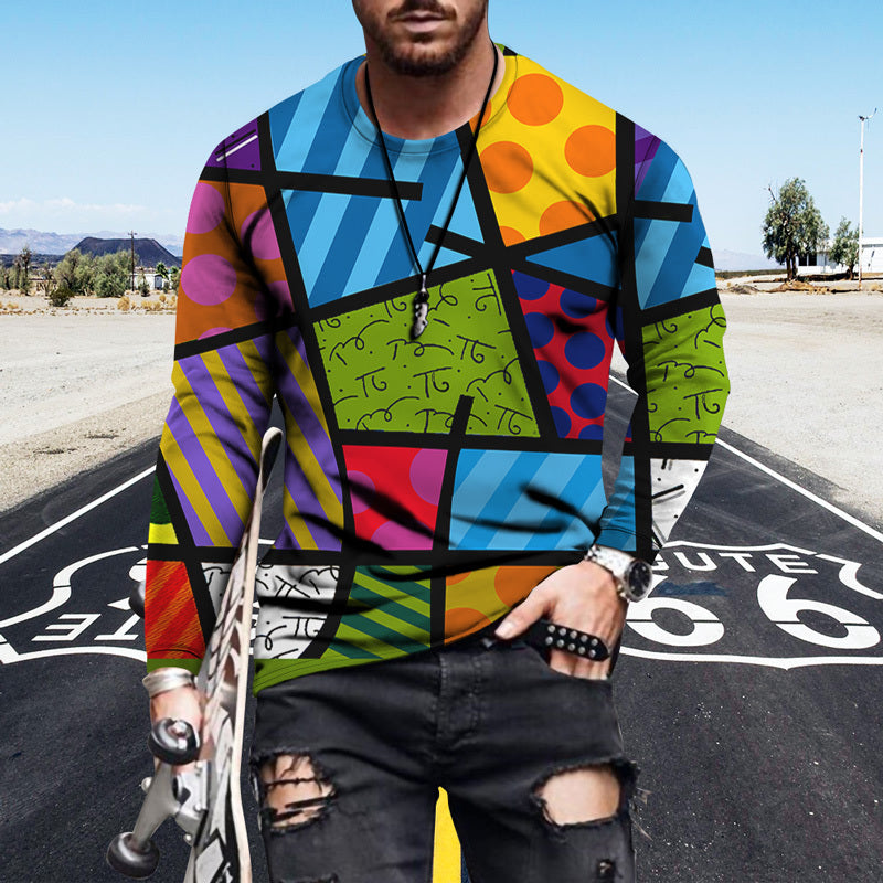 New Product Digital Printing Men's Long Sleeved T Shirt
