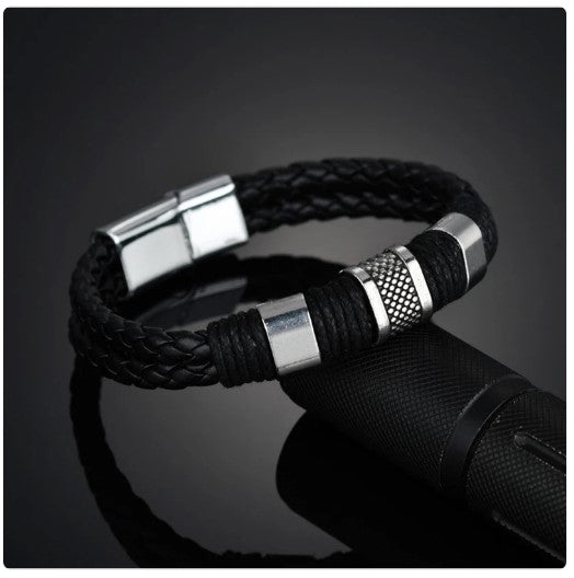 Fashion Black Brown Weave Leather braided Genuine Men Bracelet Male Bangles Dropshipping